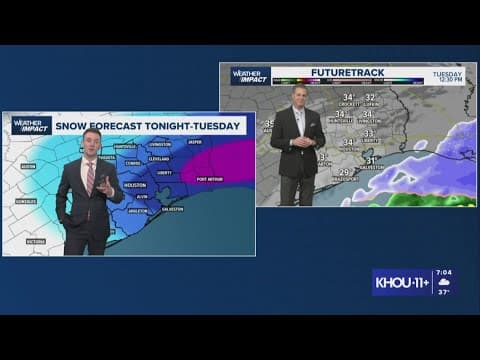 KHOU 11 Team Weather Coverage: Winter storm warning in effect through 6 p.m. Tuesday