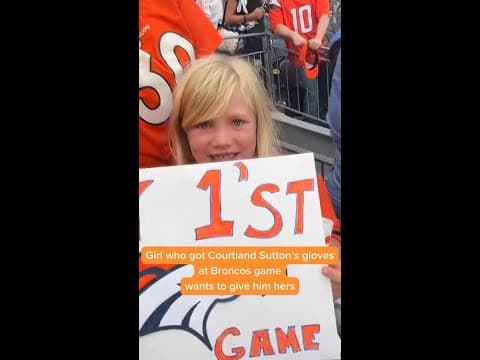Girl who got Broncos player's glove wants to give him her flag football glove