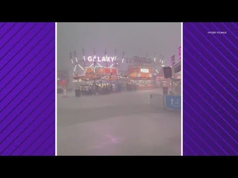Video shows rain, wind at Houston Livestock Show and Rodeo