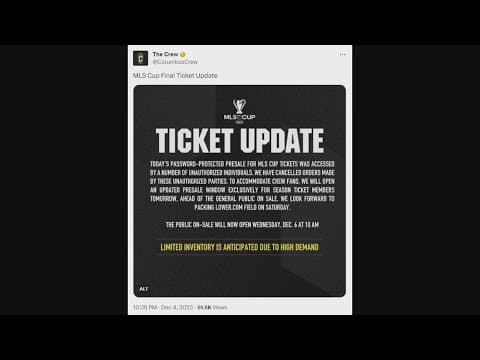Crew opening presale window for season ticket holders after unauthorized purchases for MLS Cup