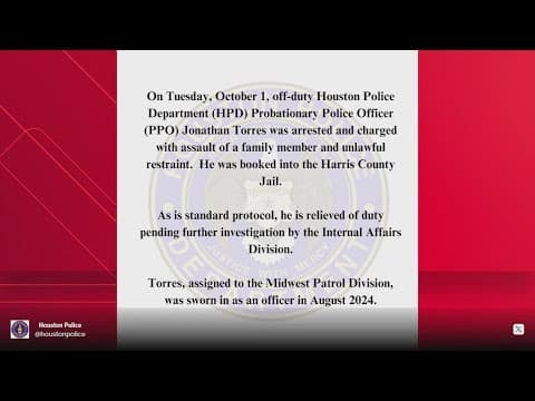 Off-duty HPD probationary officer accused of pulling woman to the ground and using handcuffs on her