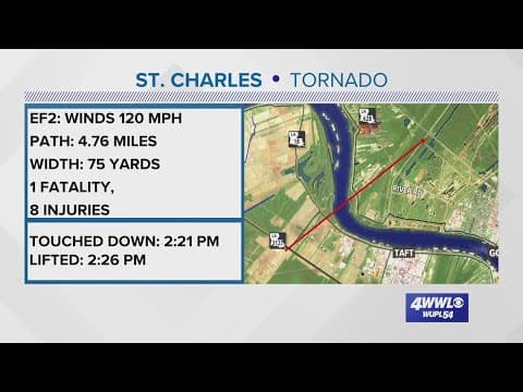 NWS shares details of the deadly five mile path of Killona EF-2 tornado