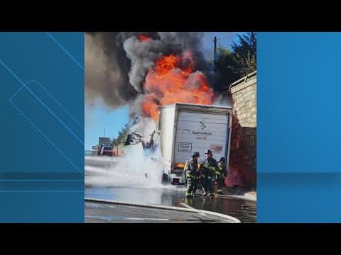 Tractor-trailer fire put out on Highway 295