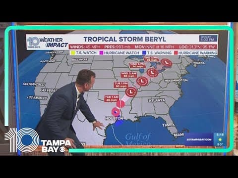 Tracking the Tropics: Tropical Storm Beryl moves inland