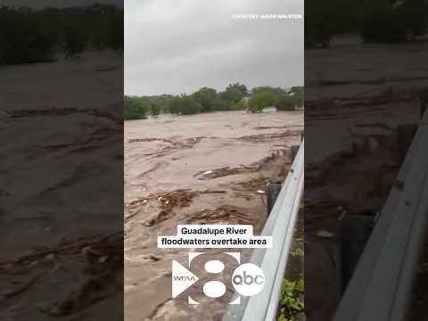 A Texas man captured footage of the Guadalupe River rising, eventually crashing into a roadway