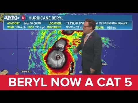 Monday 10 PM Tropical Update: Hurricane Beryl becomes earliest category 5 on record
