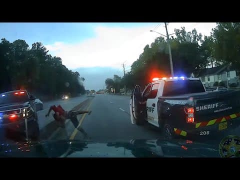 FULL VIDEO: Man leads troopers on box truck chase, jumps out and gets hit by patrol car in Florida