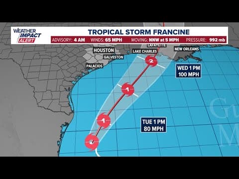 Tropical tracker: Track and timing for Tropical Storm Francine