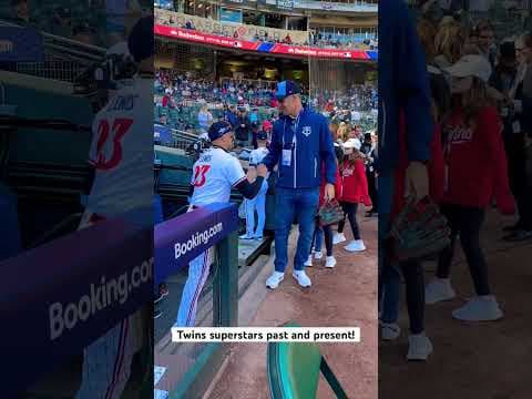 Twins legend Joe Mauer greets current superstar Royce Lewis before ALDS Game 3! #twins