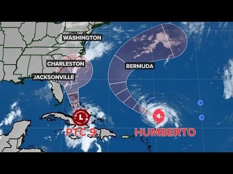 LIVE | Tracking Tropical Depression Nine, Hurricane Humberto in the Atlantic