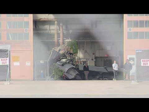 Plane, helicopter remains removed from Potomac River, taken to airport hangar for investigation