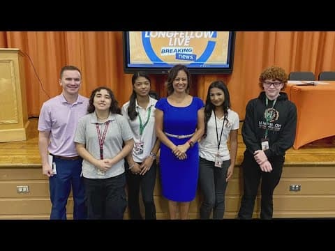 WFAA Anchor Cynthia Izaguirre visits students at Longfellow Middle School