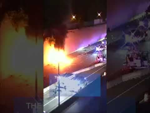 A lucky driver walked away from a fiery crash early Monday on I-94.