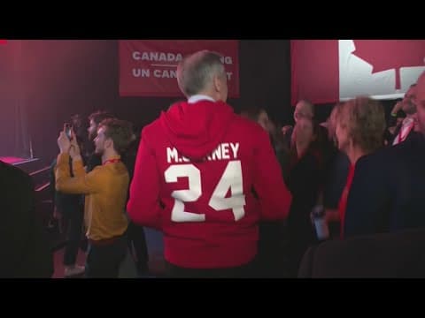 Canadian Prime Minister Mark Carney celebrates federal election win with victory dance