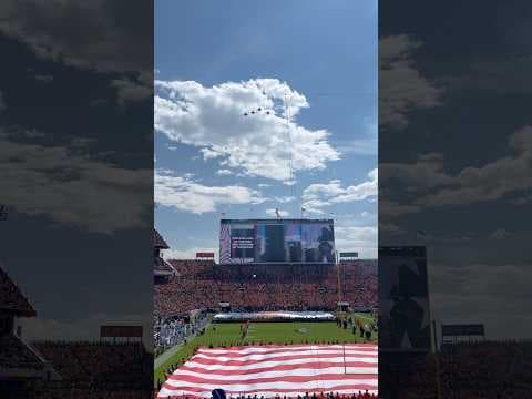 Military jet flyover at Broncos vs. Titans game on Sept. 7, 2025