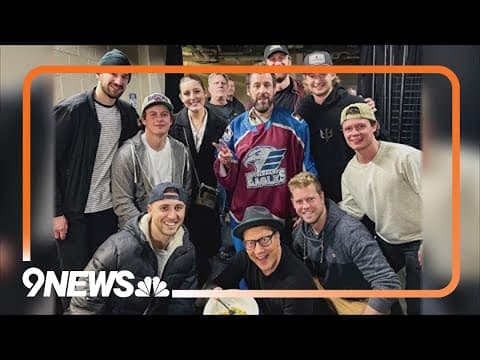Adam Sandler takes photo with Colorado Eagles hockey team
