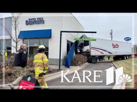 Three transported to hospital after semi crashes into White Bear Lake dentist's office