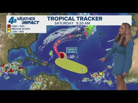 Saturday 7 AM Tropical Update: Tropical Storm Gabrielle expected to become a hurricane soon