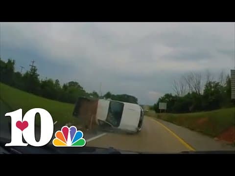 Dashcam Video: Officers hit & flip truck during wrong-way chase down I-40 and I-81 in Jefferson Co.