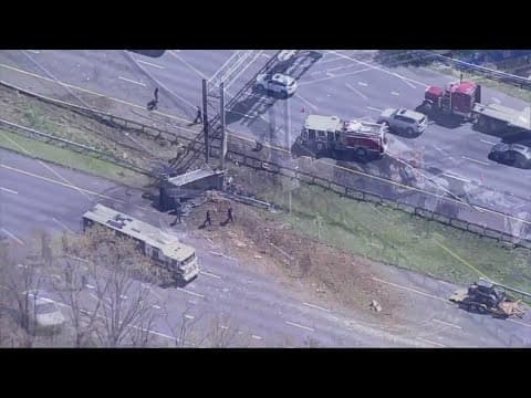 Man helps child to safety after 4 hospitalized in fiery crash on I-495