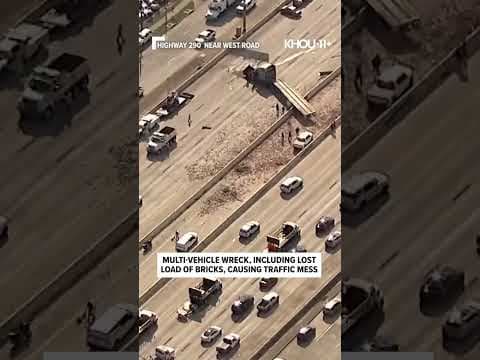 Multi-vehicle crash, including a lost load of bricks, leads to chaotic mess on Highway 290