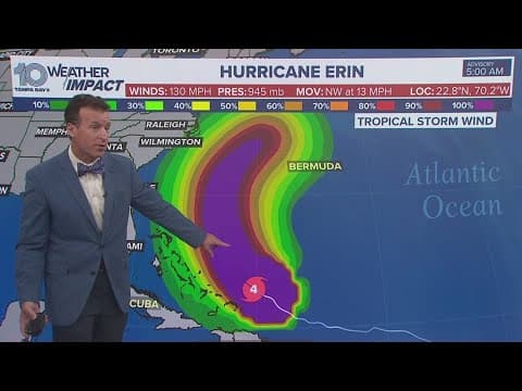 Tracking the Tropics: Very large Hurricane Erin, a Category 4 storm, continues moving in the Atlanti