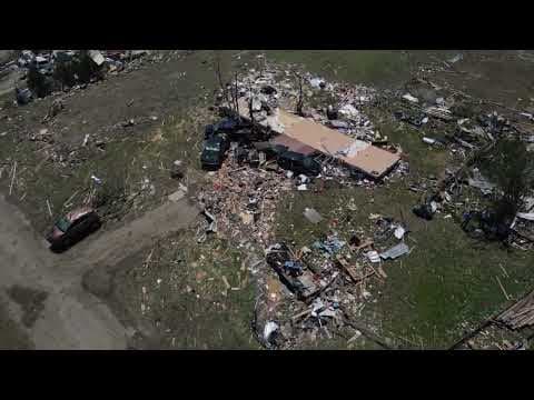 Aerials of small community in Texas hit hard after severe weather roars across region