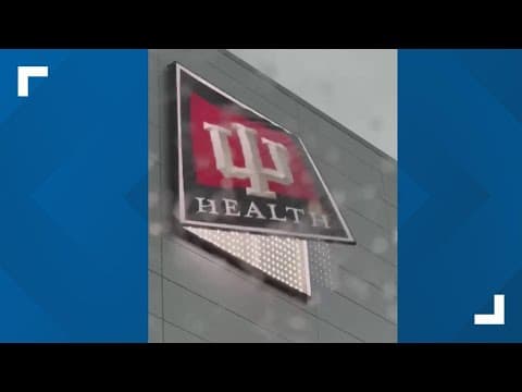 Strong winds knock off sign at IU Health Saxony Hospital in Hamilton County