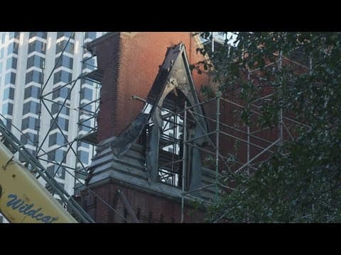 First Baptist Dallas partial demolition underway after fire earlier this year