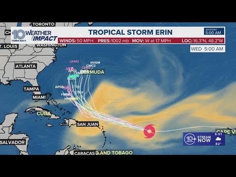 Tropical Storm Erin strengthens in Atlantic, expected to become a hurricane by Friday