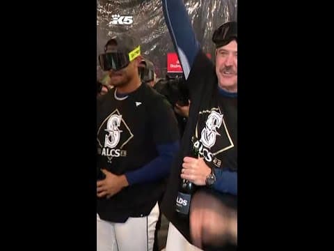 Inside the locker room: Mariners celebrate Game 5 victory