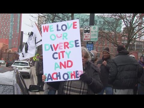 Clergy members lead march to combat racism in the Short North following neo-Nazi demonstration