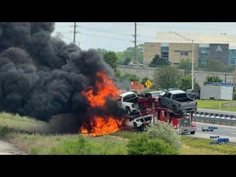 1 dead after semi fire on I-69 east of Noblesville