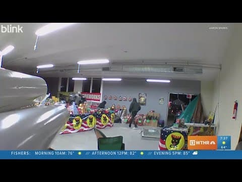 Fireworks store robbery caught on camera on Indy's east side; police searching for suspects