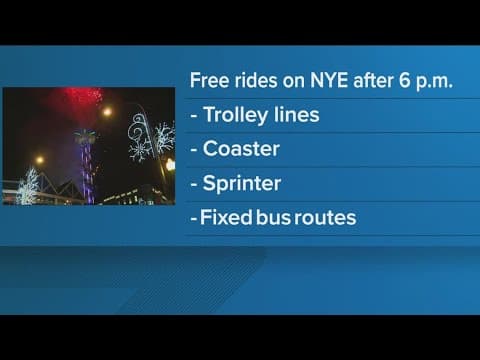 MTS, North County Transit District offering free rides in San Diego New Year's Eve