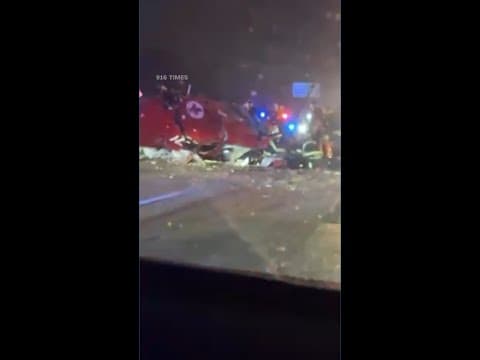 Medical helicopter crashes on California highway