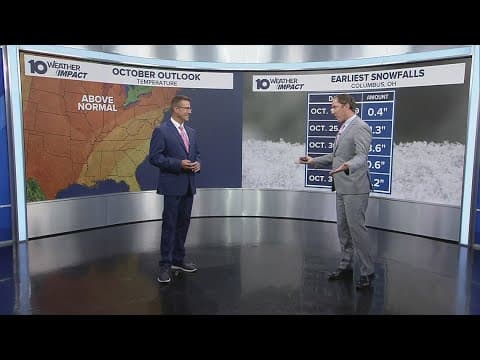 Average October temperature, snowfall totals, first freeze in Ohio