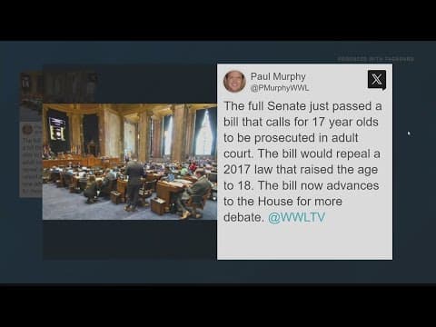 Louisiana Senate passes bill calling for 17-year-old to be prosecuted in adult court
