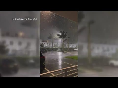 Hurricane Helene hitting Florida with heavy rain and strong winds