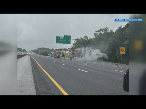 Semi-truck hauling race car catches fire on I-40 in Jefferson County