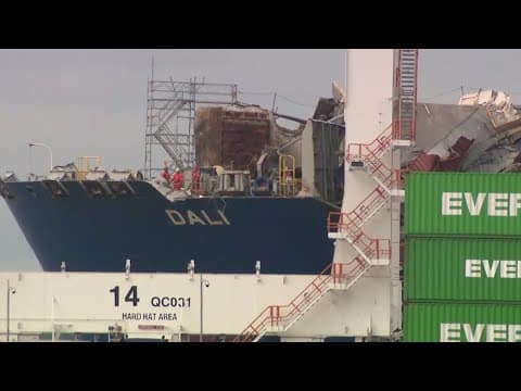 Officials refloat the Dali nearly two months after bridge collapse