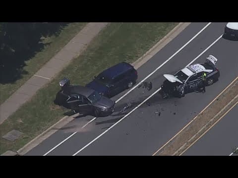 Man in jail, 2 officers hospitalized after crash involving a stolen police cruiser