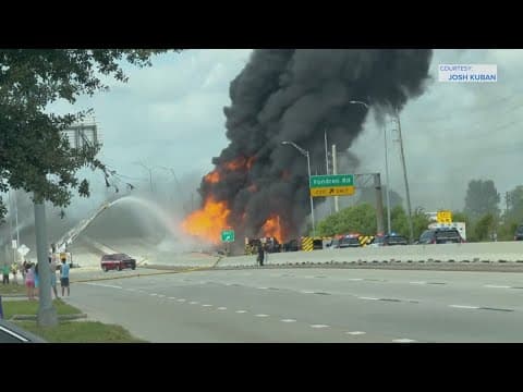 Driver dead, firefighter hurt after tanker truck catches fire in southwest Houston