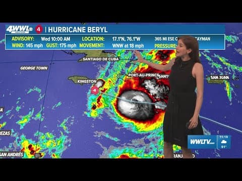 Wednesday, 10am Tropical Update: Hurricane Beryl approaches Jamaica as a Cat 4
