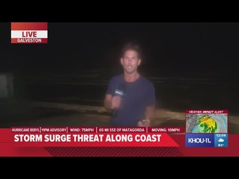 12 a.m. Monday: Conditions deteriorate as Beryl starts to move in on Galveston Island