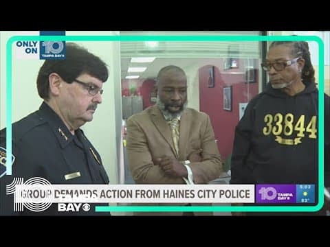 Dozens crowd Haines City Police Department demanding action against officer from recent video