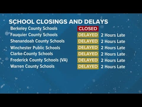 2-hour delays in some Northern Virginia schools for Monday