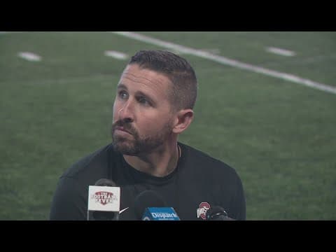 Ohio State offensive coordinator Brian Hartline discusses start of spring practices