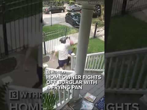 Homeowner fights off burglar with frying pan