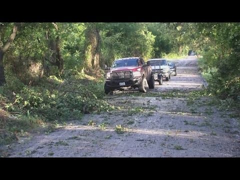 Rain and hail batter parts of Montague County, Texas, causing downed trees in the area